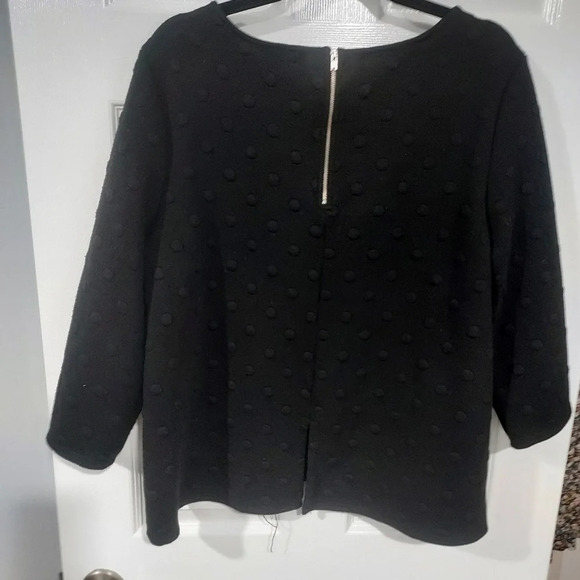 W5 Black Textured Polka Dot 3/4 Sleeve Blouse in Size 2X - Picture 9 of 12